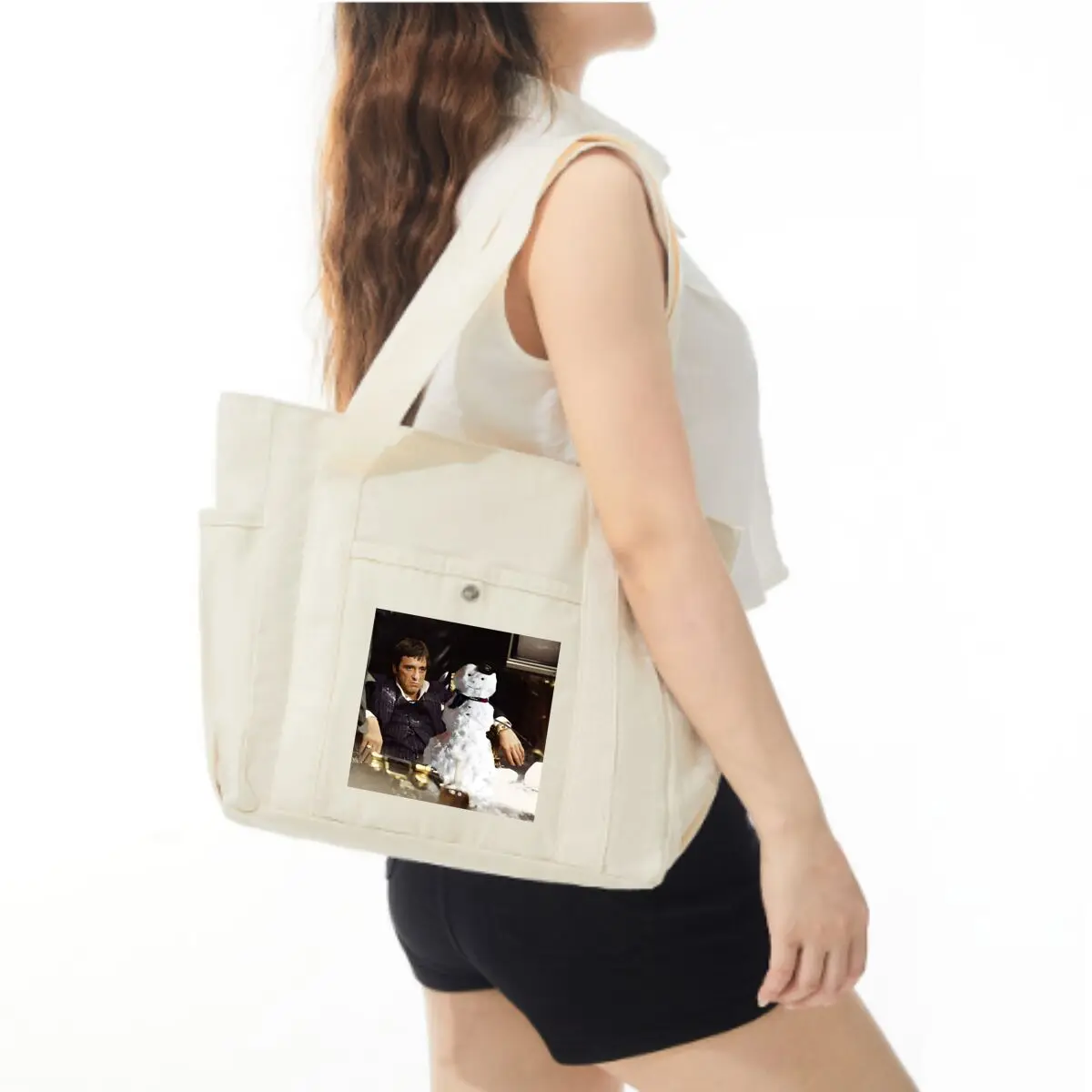 Snow Man Spreads Winter Joy Multiple Pocket Lightweight Foldable Design for Office Commute Shopping