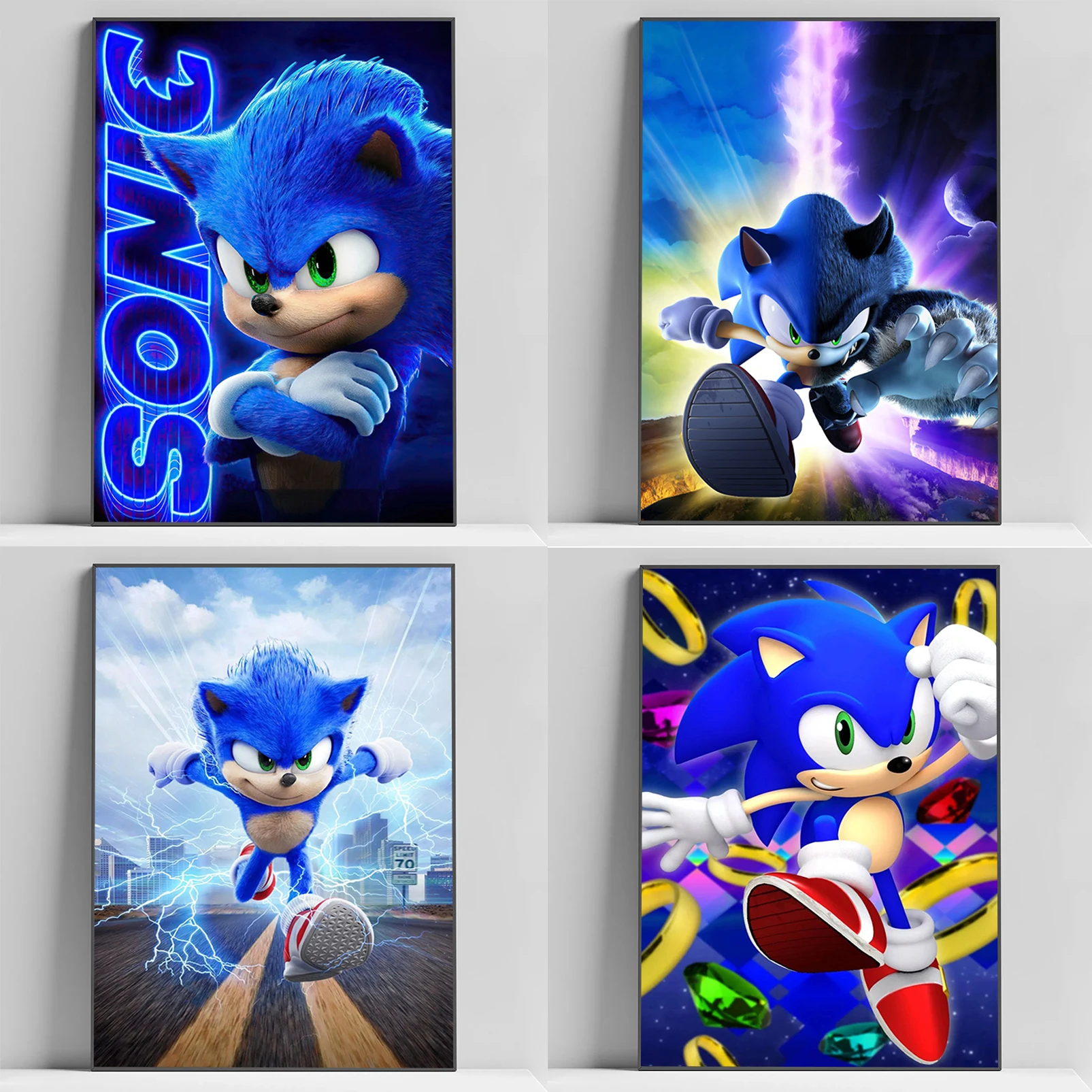 S-sonic-Póster de the h-hedgehog, pinturas grandes, decoración moderna para sala de estar, decoración del hogar con envío gratis, carteles para arte