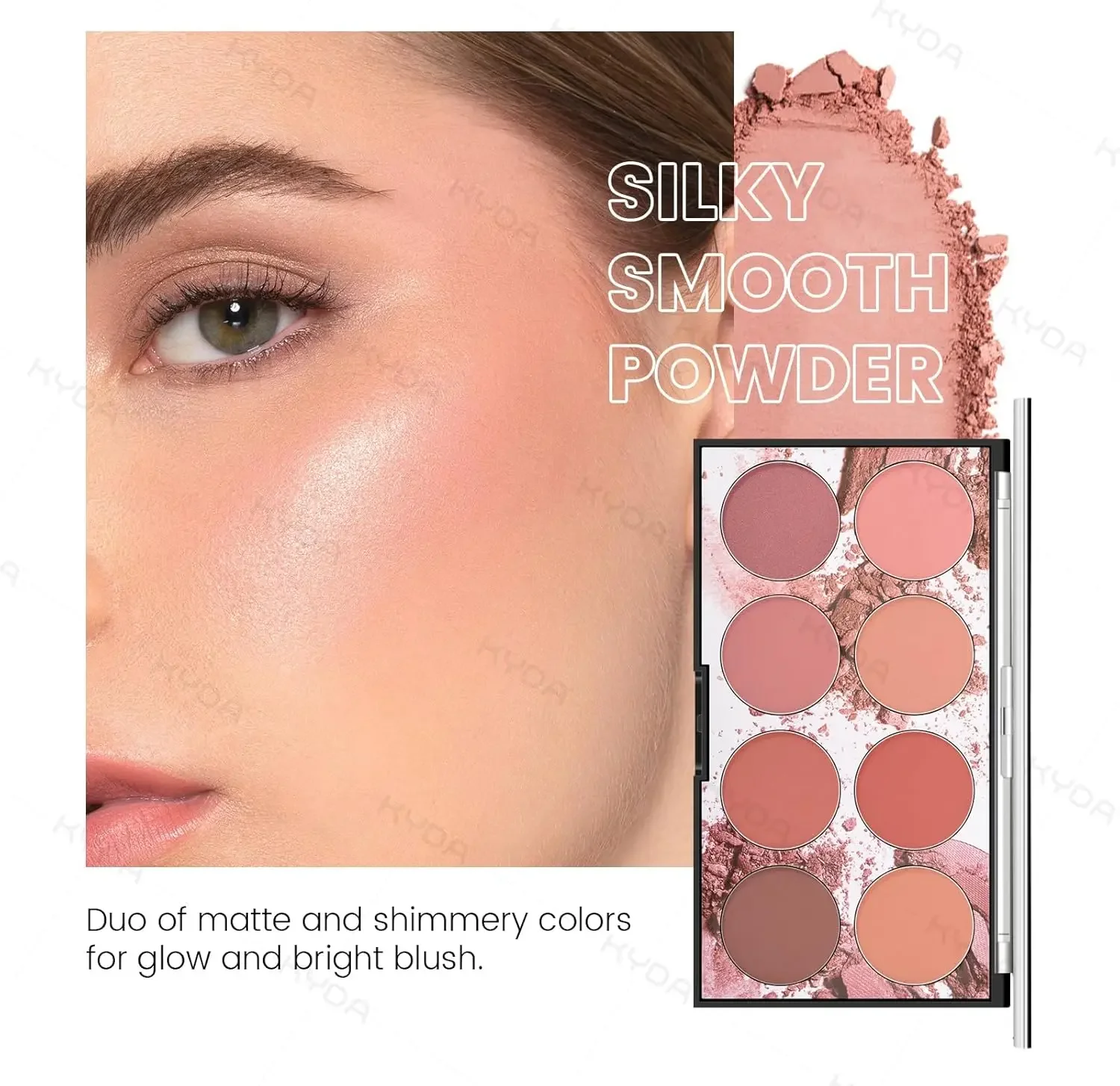 8가지 색상 페이스 블러셔 팔레트 부드럽고 블렌딩 가능한 파우더 컨투어 및 하이라이터가 포함된 다용도 블러셔 메이크업