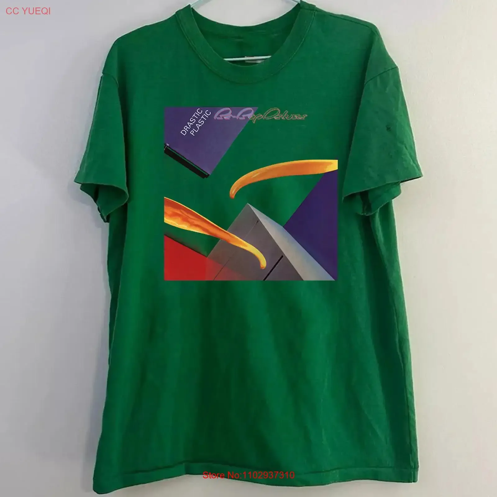 Camiseta Be Bop Deluxe Drastic Plastic GREEN COTTON, Talla Completa S-5XL, Vintage, Lavada, Cómoda, Versátil, Elástica y Elegante