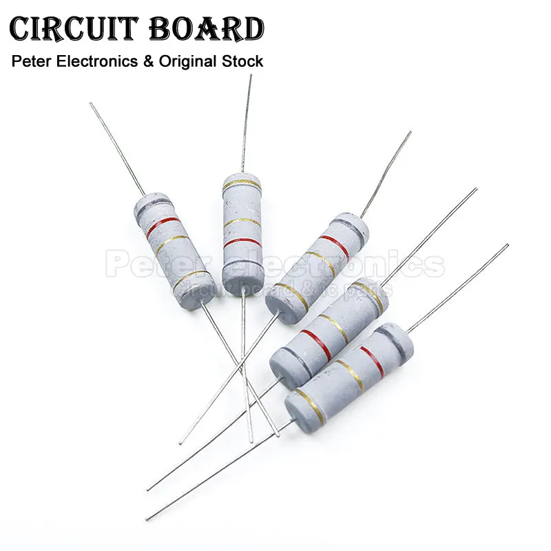 (10pcs) 5W Resistance 5% 100R 10K 10R 200R 3R 510K Ohm Carbon Film Resistors 150K 150R 15K 200K 22K 300K 30R 470R