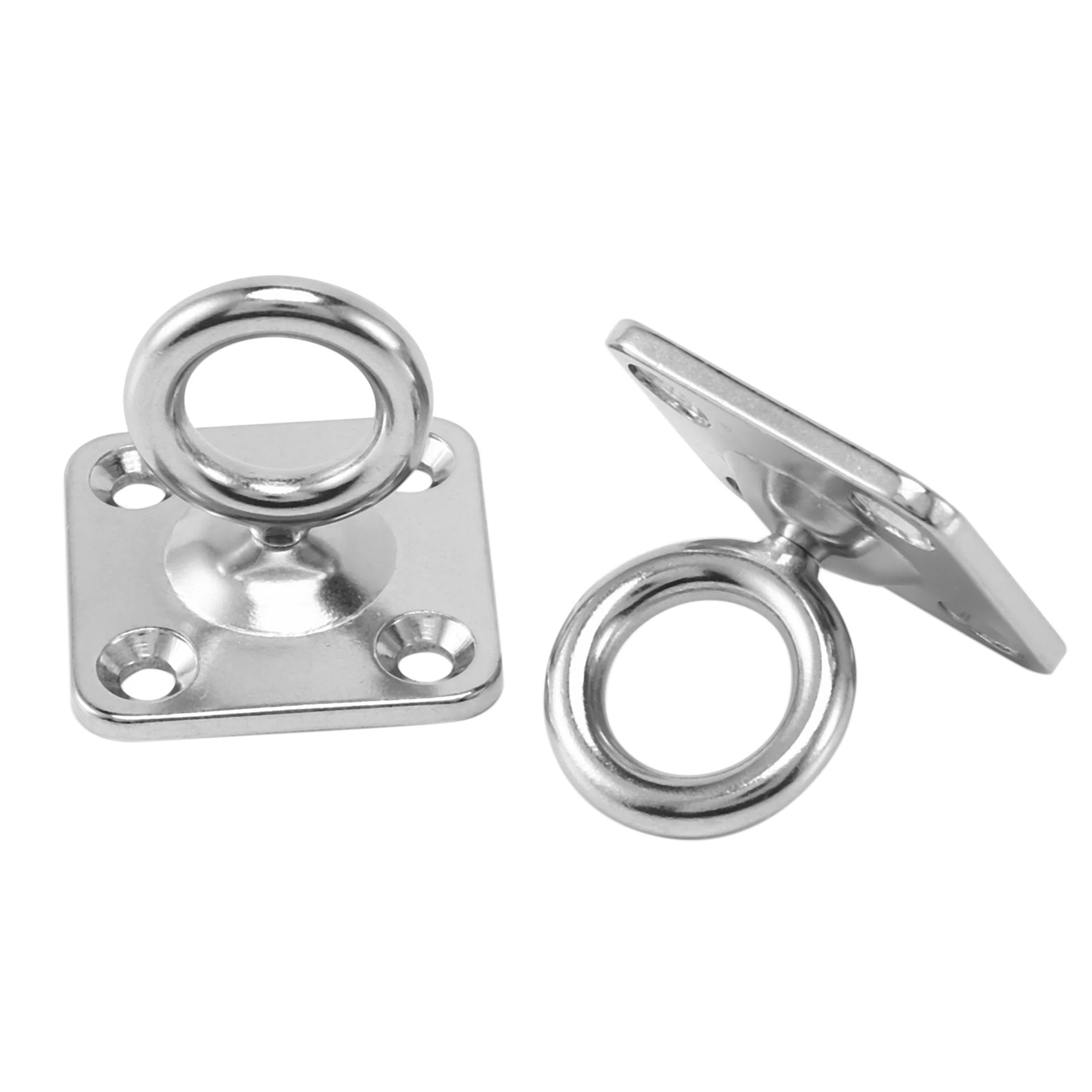 2Pcs Square Swivel Pad Eye Rotatable Ceiling Hook Wall Mounted Hook Stainless Steel Eye Pad Plate For Yoga Swings Hammock (Wi