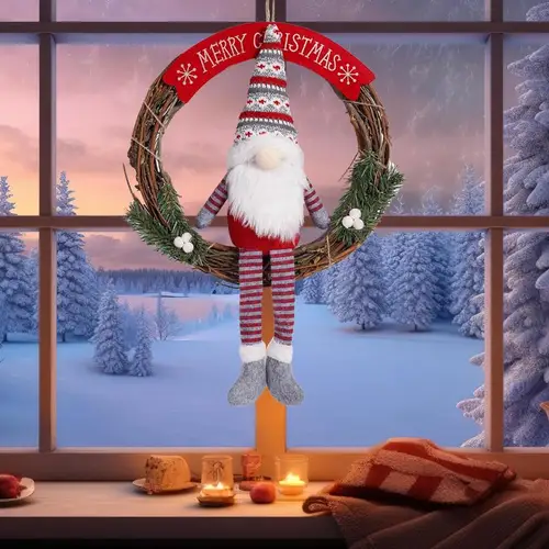 크리스마스 그놈 화환, 인공 전면 문짝 장식, 절묘한 축제 홈 장식, 실내 야외 창문 벽 