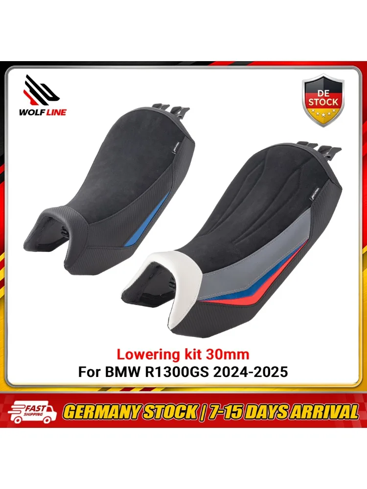 WOLFLINE Beheizbares Vorderer Fahrersitzkissen für BMW R1300GS 2024-2025 Tieferlegungskit 30mm Fahrer- und Beifahrersitz für das Fahren