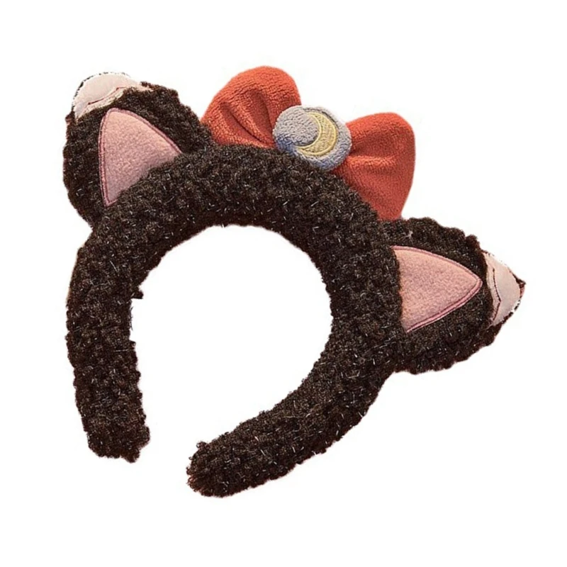 Animal Ears Headpiece Punk Styles Metal Headpiece Bells Cats Ears Hair Hoop for Trendy Girls and Youth Adults