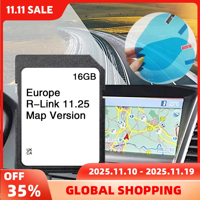

SD Card for Renault Fluence Kangoo Carminat R-Link 11.25 Sat Nav 16GB 2024 Map GPS Navigation Europe UK with And Fog Flim