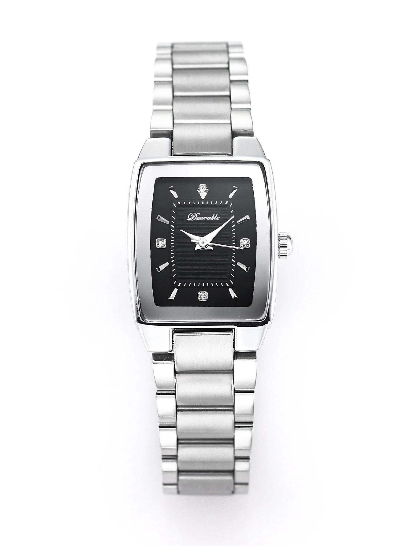 Ladies stainless steel quartz watch,Simple and elegant waterproof Diamond Square wristwatch