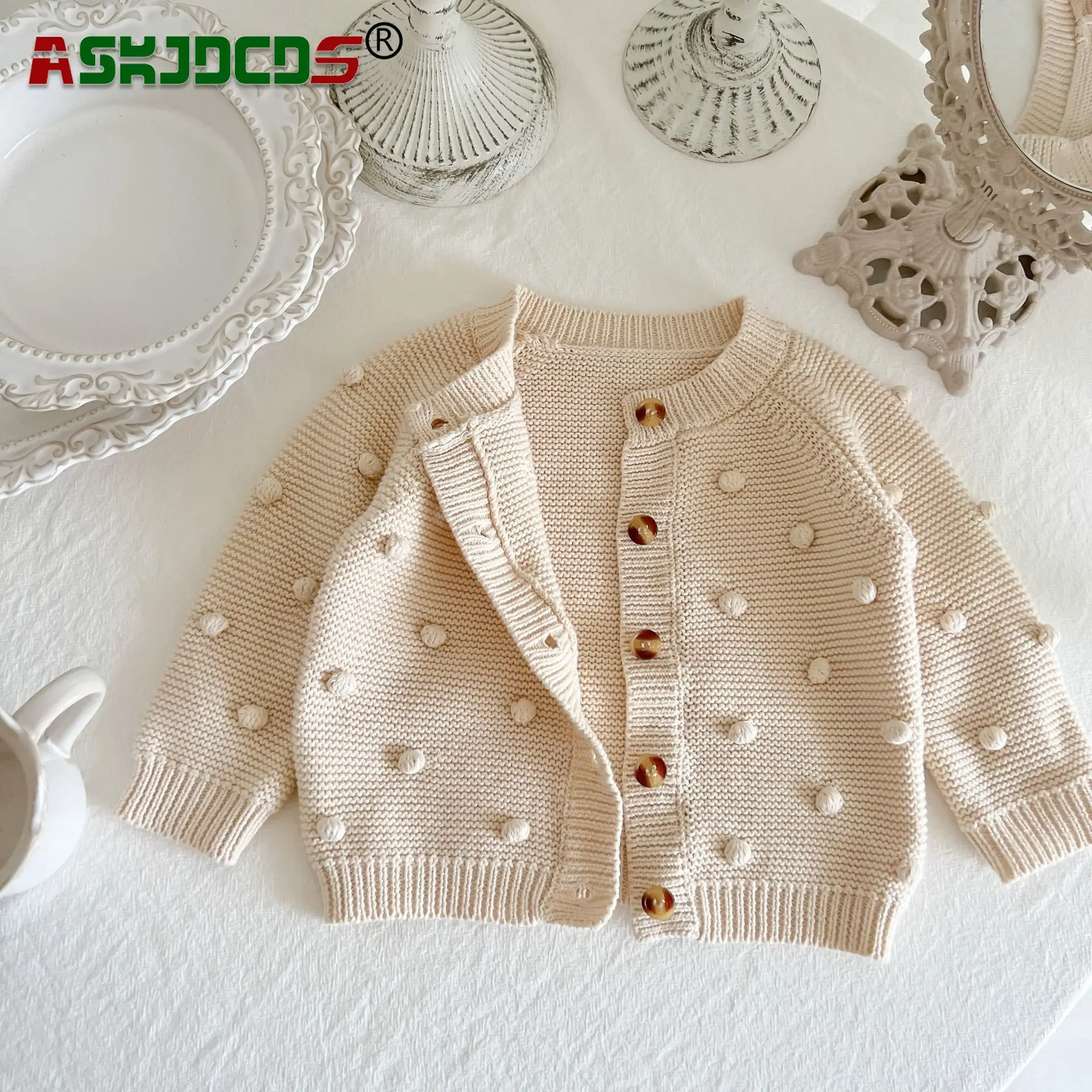 

2023 Autumn Winter Sweater Coat 0-3Y Kids Baby Girls Full Sleeve Single-breasted Pompon Top Knitted Clothing Infant Toddler