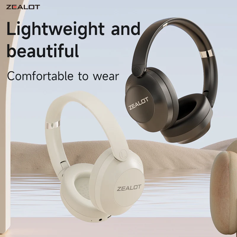 ZEALOT-B38 Wireless Headphones Bluetooth 5.2 Original Audio Over Ear Headset 43dB Hybrid Active Noise Cancellation Earphones