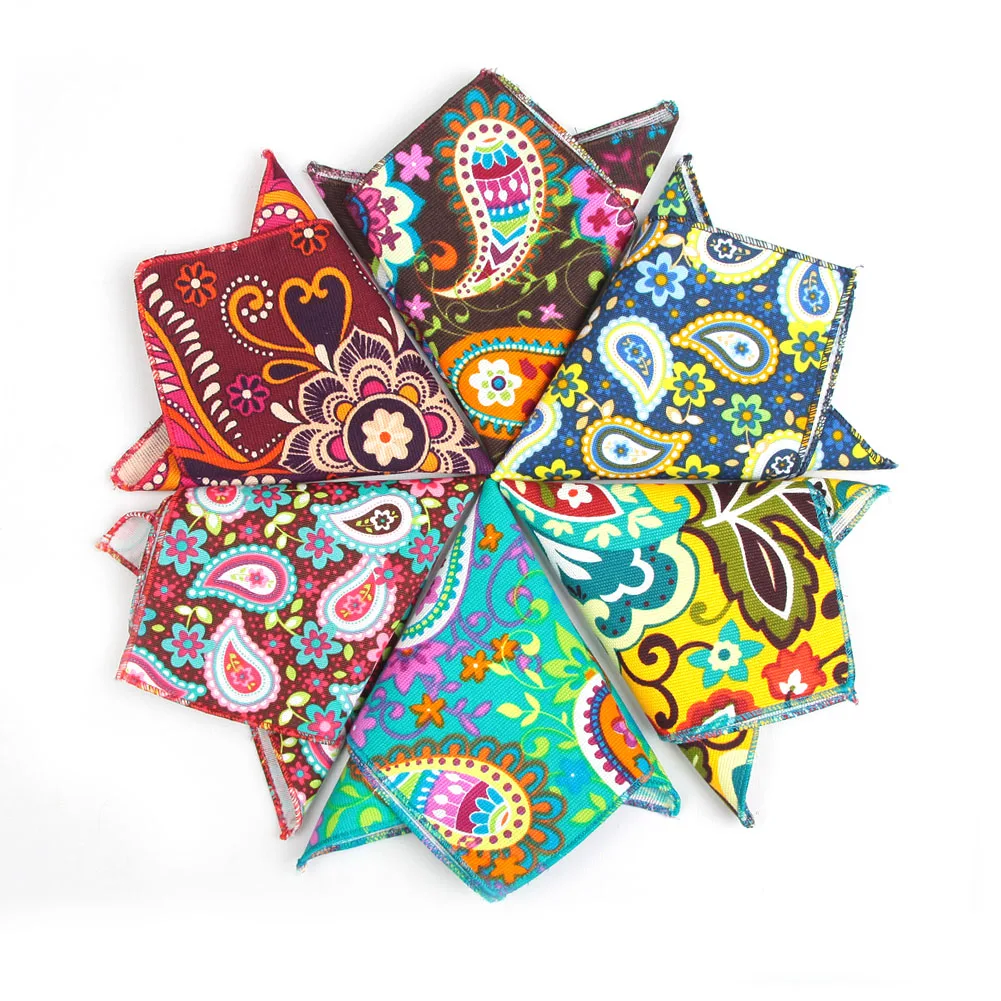 Cotton Men's handkerchief Hanky Fashion Cotton Flower Grid Man Pocket squares towel 8.6
