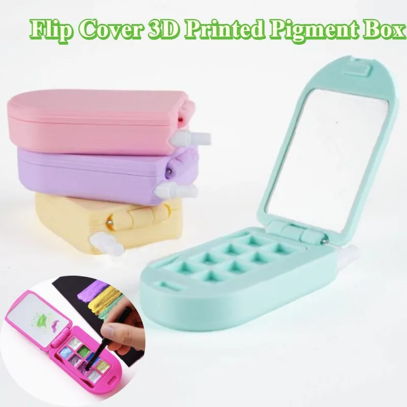 

Macaron Color Series Flip Cover 3D Printed Pigment Empty Box Portable Art Supplies Student Outdoor Sketching Painting Palette