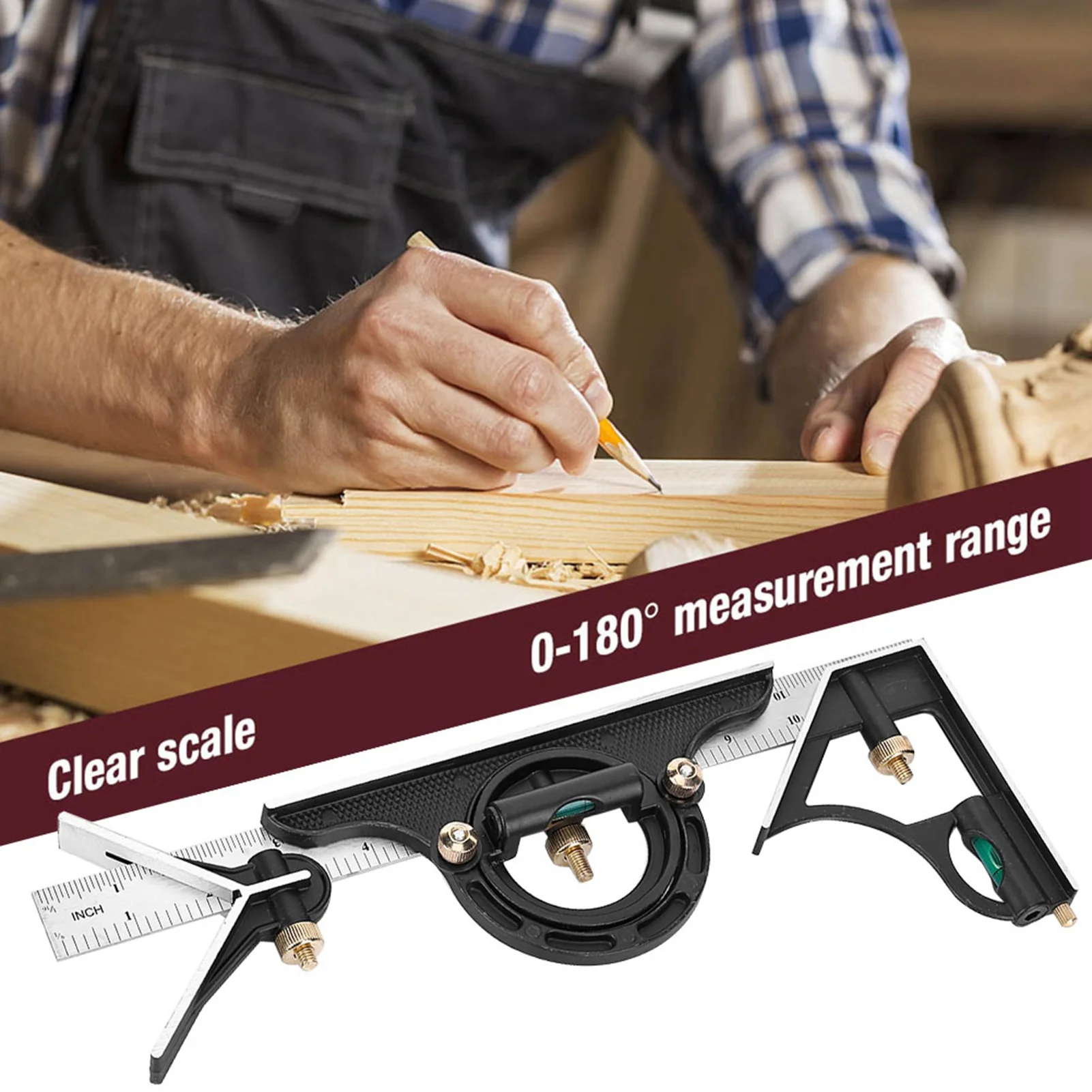 

Angle Meter Stainless Steel Angle Ruler 0-180° Combination Tri 0.01 Protractor Measure Tool Steel Protractor Angle Ruler