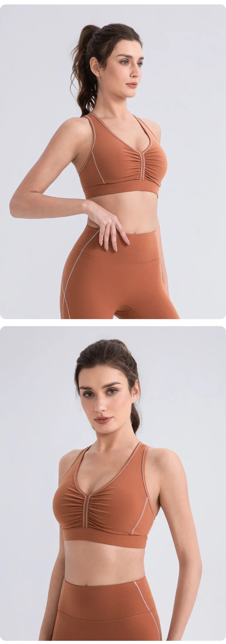 Damen Yoga-BH, ärmellos, kurzes Crop-Top, Weste, atmungsaktiv, schnell trocknend, schweißabsorbierend, für Laufen, Fitness, Workout, Tanzen – Detail 2