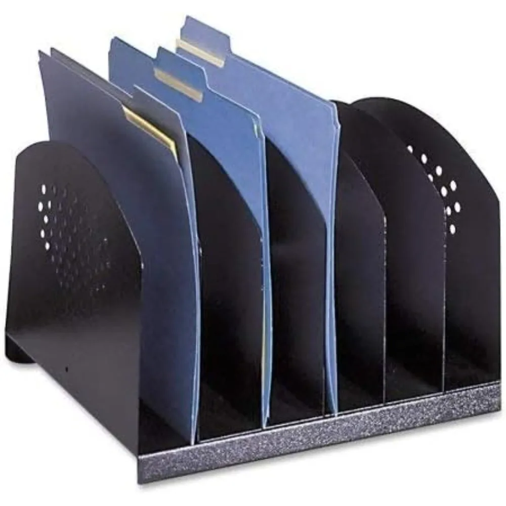 Products 3155BL Steel Desk Organizer Rack with 6 Vertical Sections, Black