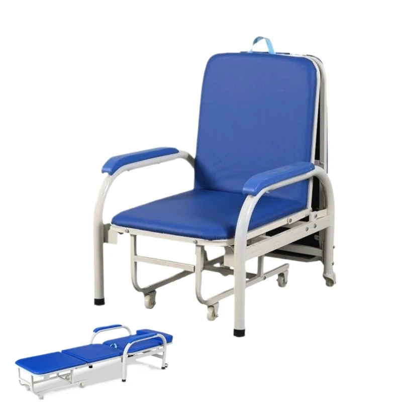 Hospital and clinic folding companion bed, companion chair, metal infusion chair, comfortable sitting, reclining, resting