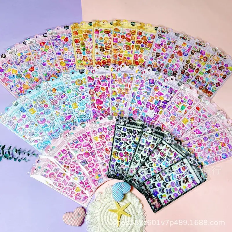 

40 шт. Sanrio 3d кристаллические тисненные наклейки для детей Diy ручные украшения для счета наклейки студенческие награды наклейки подарок оптовая продажа