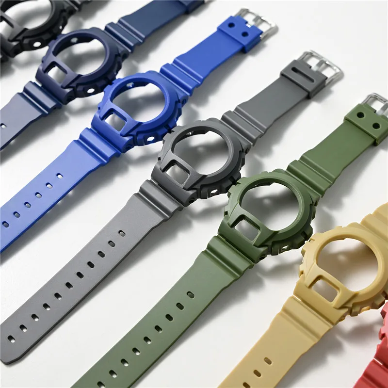 Case + Strap for Casio G-SHOCK DW-6900 DW-6600 DW-6930 DW-3230 Replace Matte Resin Rubber Band Bracelet Bezel Watch Accessories