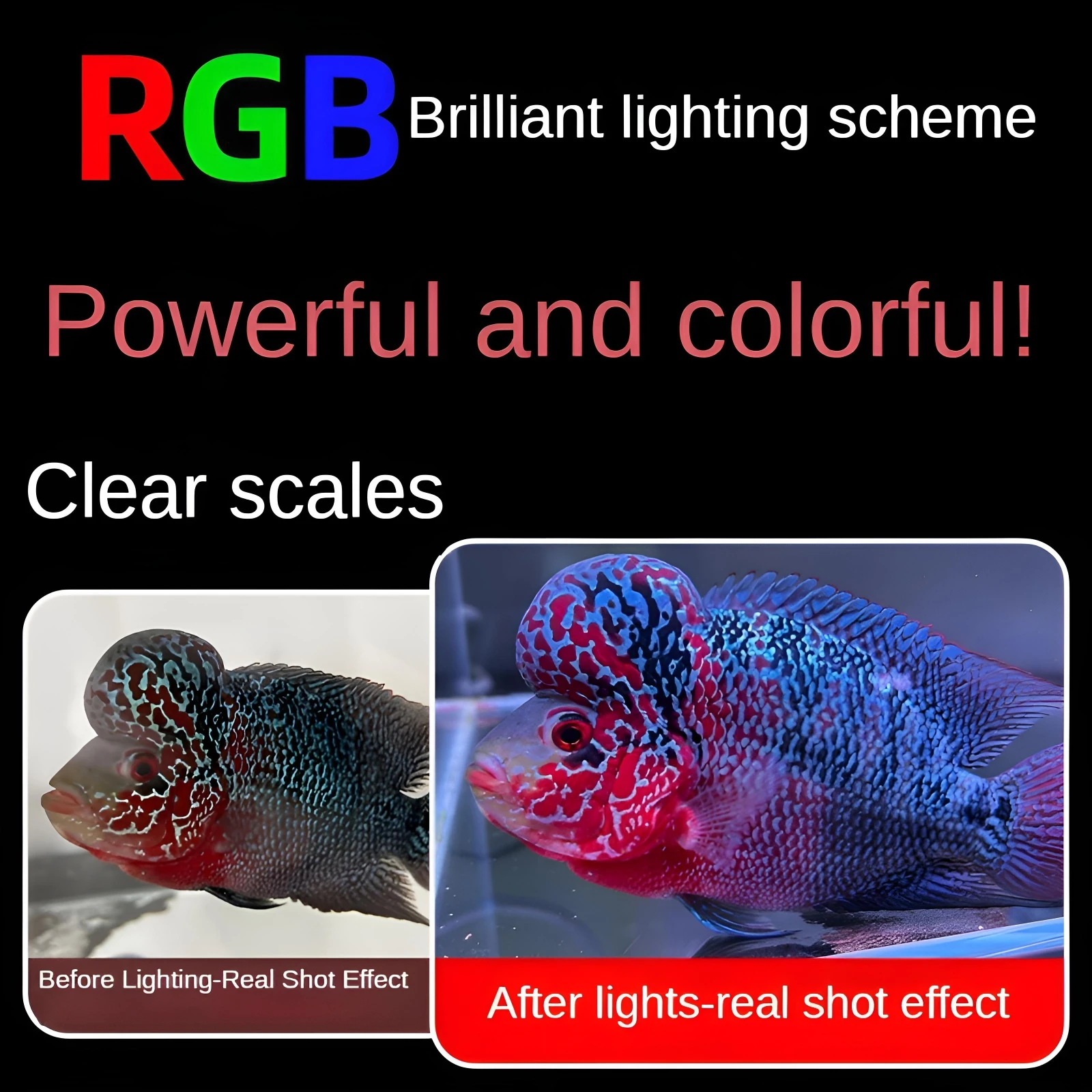 Aquarium lamp high brightness 240 ° ultra wide angle amphibious LED aluminum alloy shell, three color switch color change