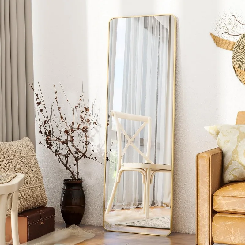 Comprimento total arredondado canto espelho, 59x16 polegadas, em pé corpo para quarto, em pé e pendurado