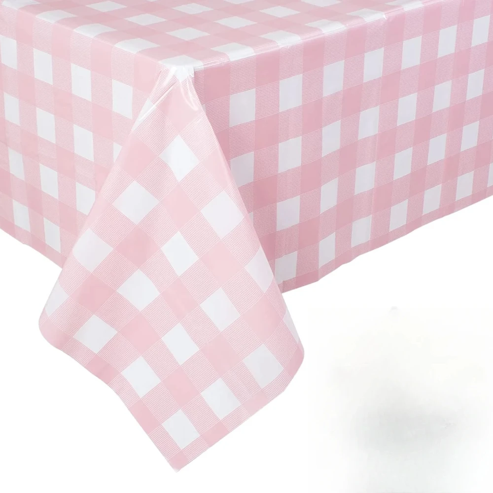 Retro roze pasteltafelkleed 54"x108" |   Robuust waterdicht kunststof voor picknick- en koffieshopdecor |    Feestachtergrond