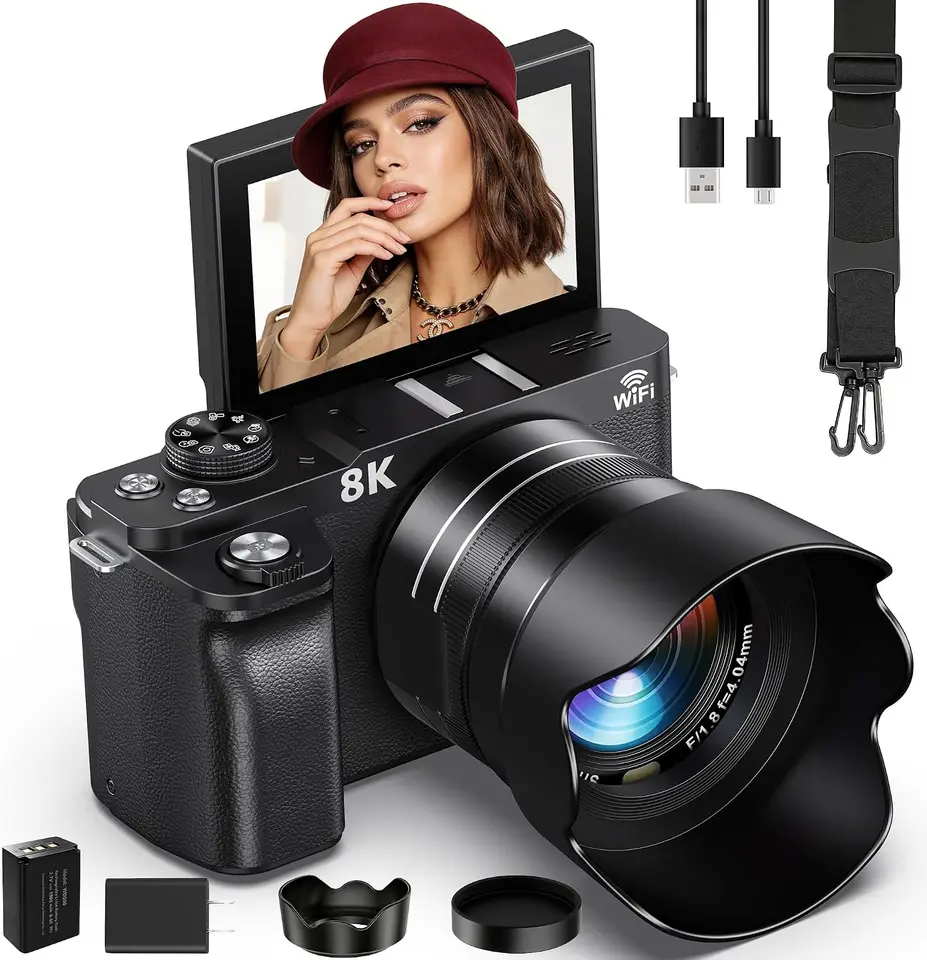 8K Digital Camera with 18X Zoom and WiFi