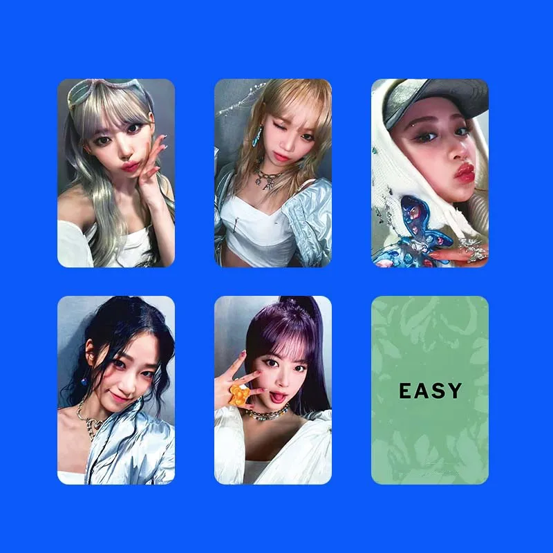 

5Pcs/Set KPOP Chaewon Eunchae Easy Album Photocards Kazuha Yunjin Cute Selfie Lomo Cards Double Sides Postcards Fans Collection