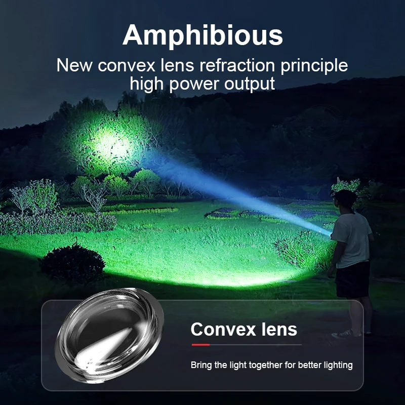 50000LM Super Diving LED Flashlight Portable Rechargeable Dive Torches IPX8 Waterproof Professional  Hunting Fishing Lanterns