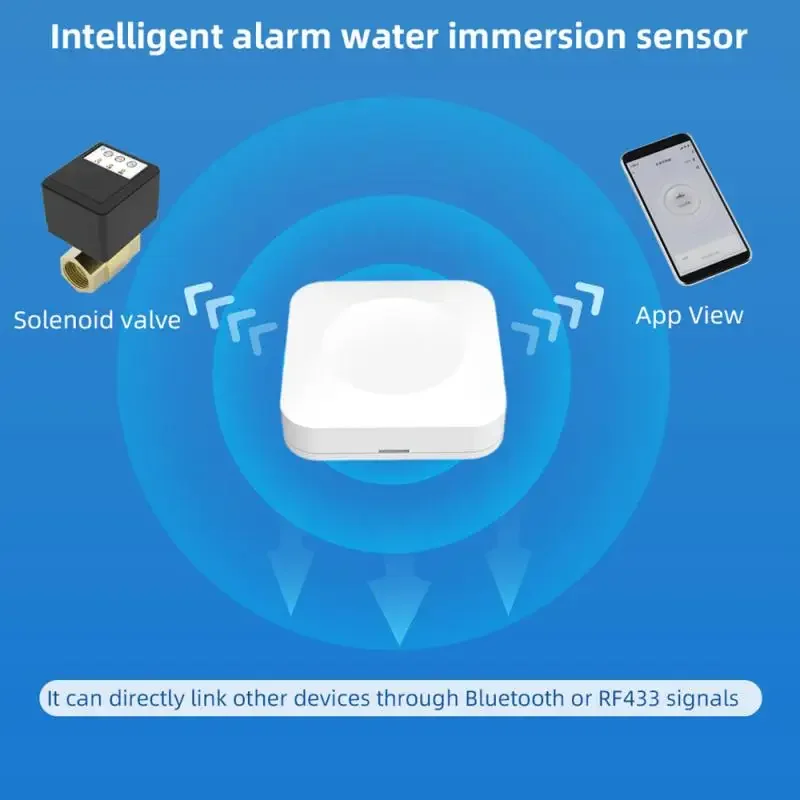 Tuya RF433 Immersion Sensor Smart Water Leakage Sensor WIFI Water Tank Overflow Detector Real Time Monitoring For App Control