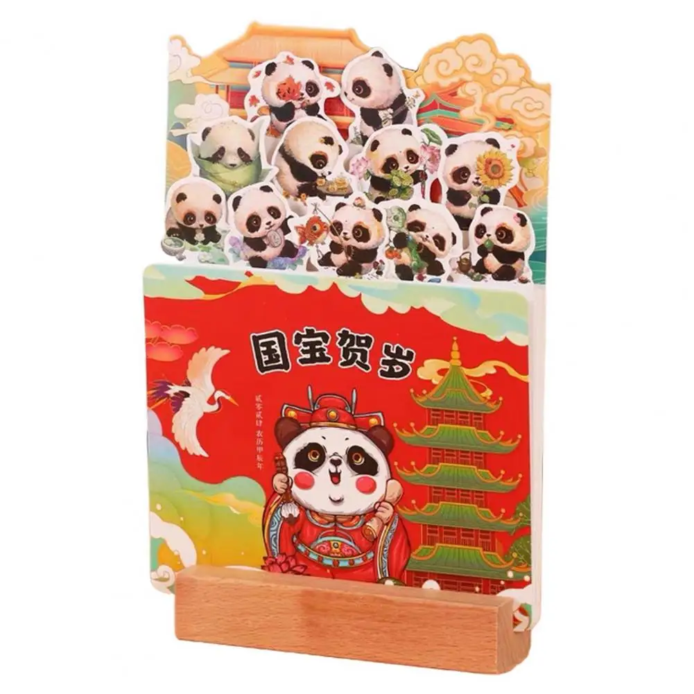 2024 Desk Calendar with Wooden Base Cartoon Theme Card Type 12 Months Jan to Dec 2024 Home Office School