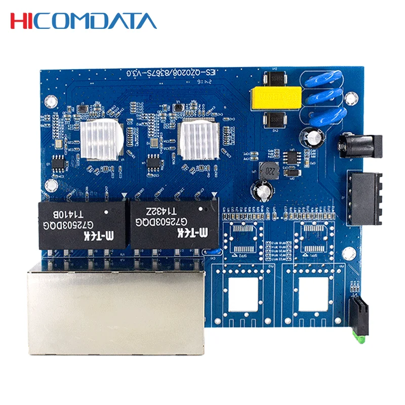 HICOMDATA 1000Mbps محول الشبكة إيثرنت جيجابت 2 SFP 8 RJ45 10 منفذ الألياف التبديل PCBA