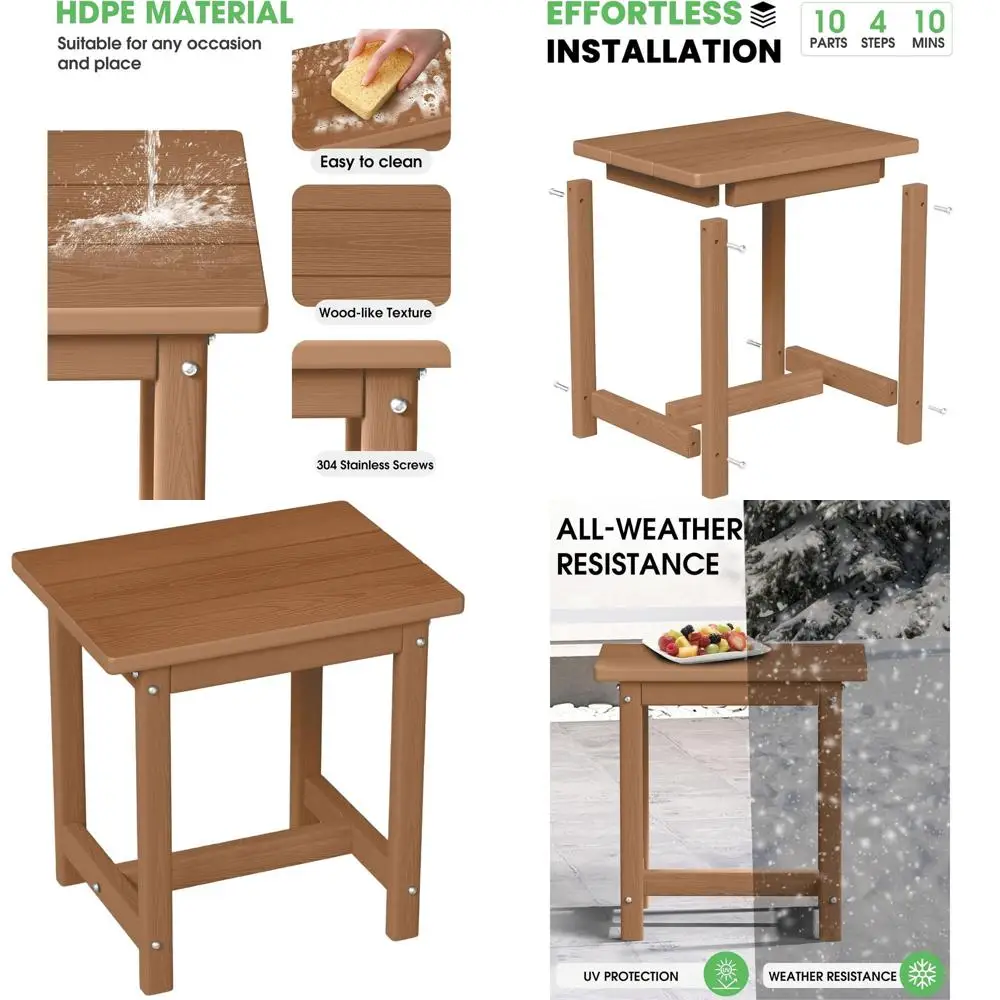 

Weather-Resistant 17 HDPE Adirondack Side Table, Durable Outdoor Patio End Table for Garden, Balcony, Porch, and Poolside