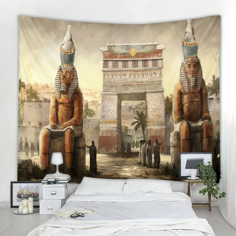 

Egyptian Gods Mythology Decorative Tapestry Curtains Background Wall Cloth Decoration Bedroom Living Room