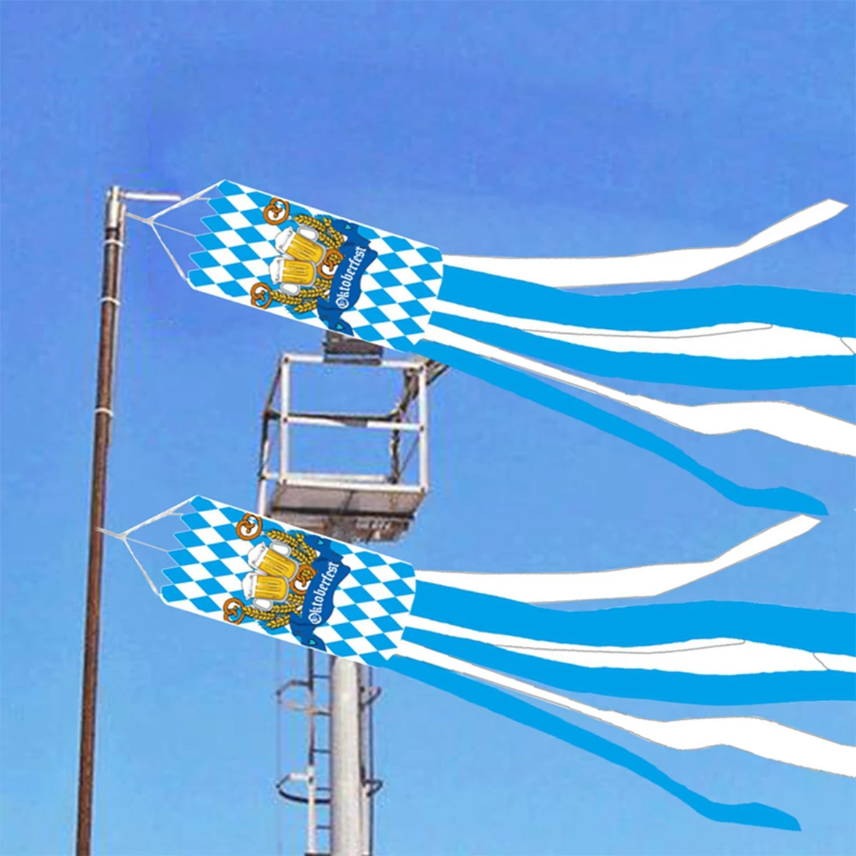 

Oktoberfest Flag Windsock Outdoor Hanging Wind Sock White&blue Congratulate Party Flag Home Decor