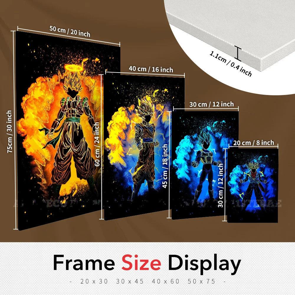غرفة جدار عمل فني قماش طباعة أنيمي لعبة دراغون بول دور مع الإطار الملصقات ديكور المنزل صورة اللوحة الداخلية الحديثة الديكور