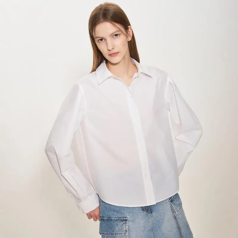 

Loose Basic White irt Women's Premium Faion Original Design ort Sve Button up Ba Split Belted Simple Sle Top