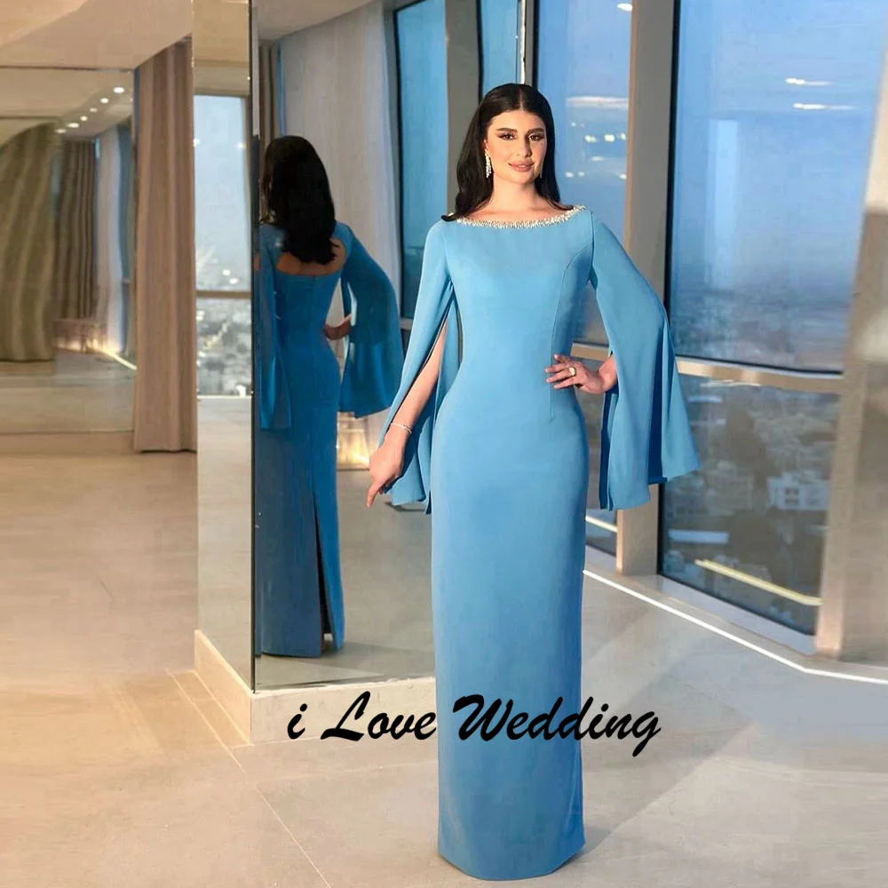 

너ون assorيد Скромное блестящее платье в Саудовской Аравии с круглым вырезом и бисером, с длинными пышными рукавами, длиной до пола, вечернее платье с разрезом сзади, на заказ