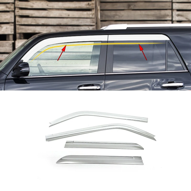 

FIT For Toyota 4Runner N280 2010–2022 ABS chrome black waterproof Door Window Visor Vent Shades Sun Rain Guard 4PCS