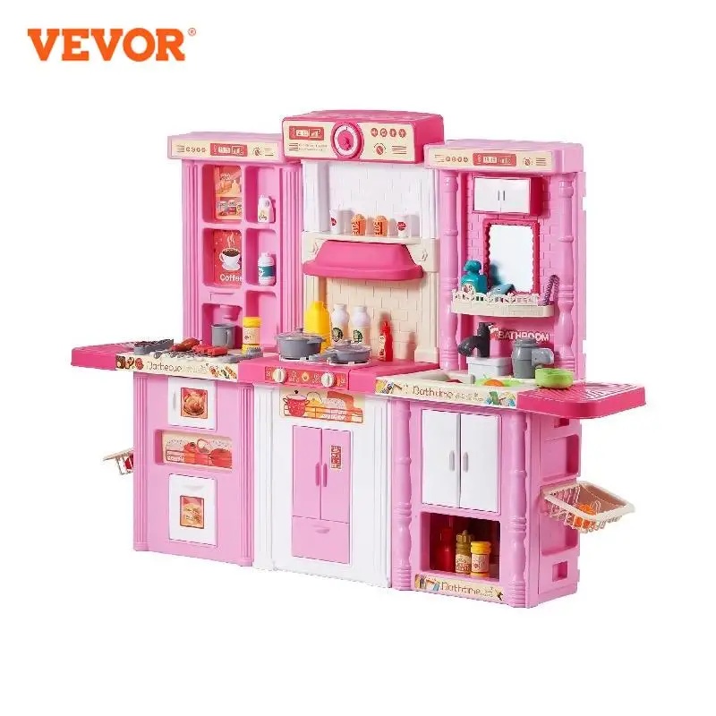 VEVOR Kitchen Cooking Toys for Kids 74 PCS  Chef Playset with Sounds & Lights Ages 3+ Children's Play House Toddlers Kitchenware