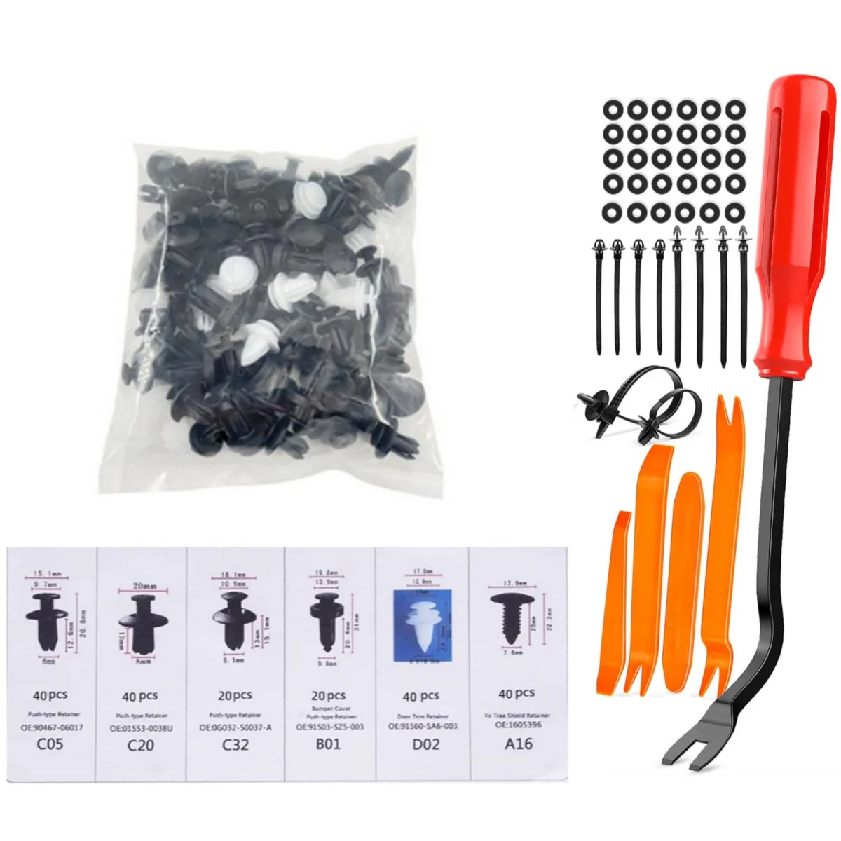 

135Pcs Bumper Clips Car Clips Plastic Rivets Fasteners Push Retainer Kit with Auto Push Pin Rivets Set with Fastener Remover