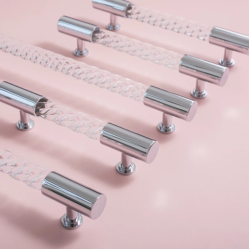 Tiradores de muebles de grano giratorio de latón + acrílico de alta gama, 10 Uds., tiradores de cajones, armario, tocador, TV, bolígrafos