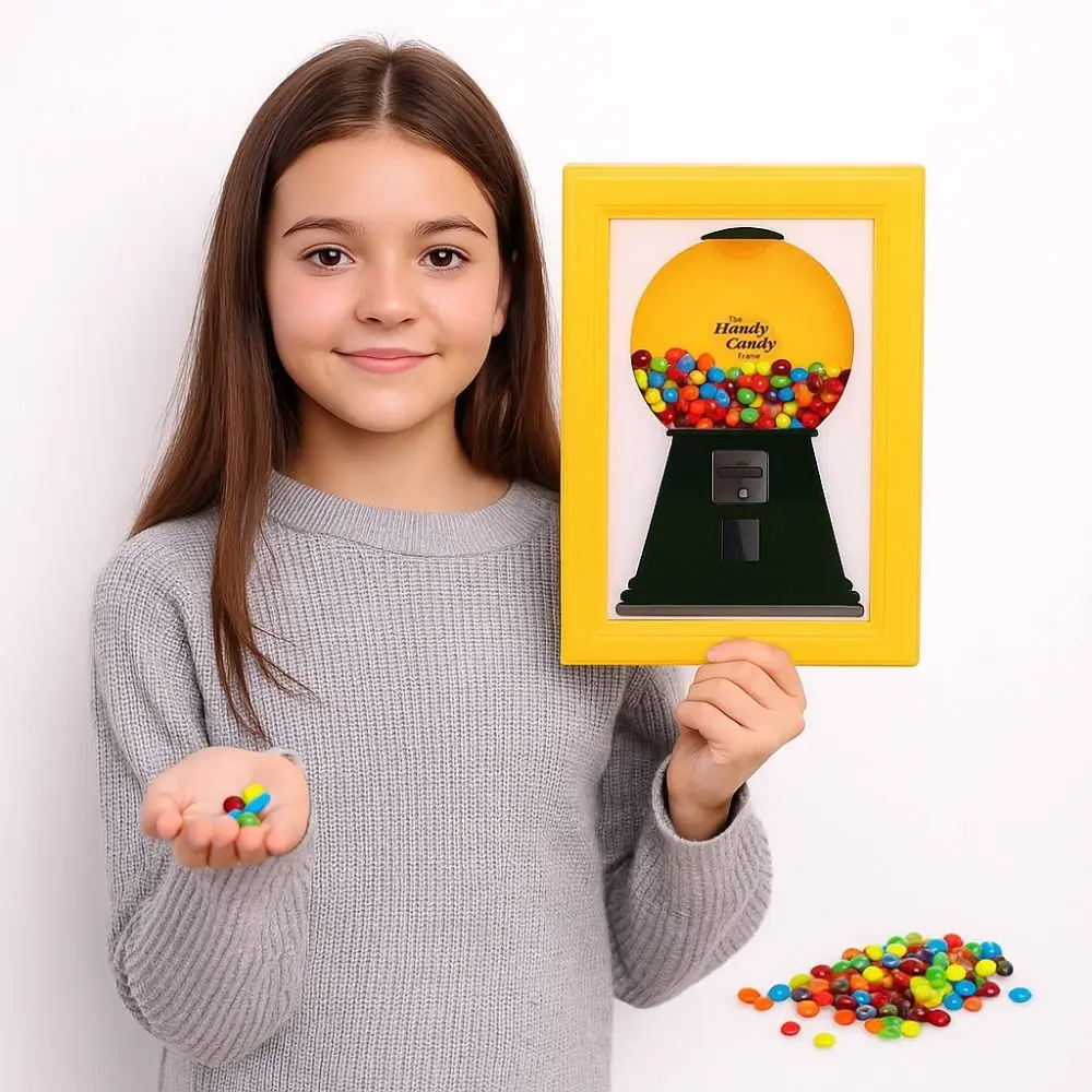 

Creative Candy Dispenser Picture Frame Dust-proof Easy Restock Hanging Handy Candy Frame Rotating Funny Vintage Candy Dispenser