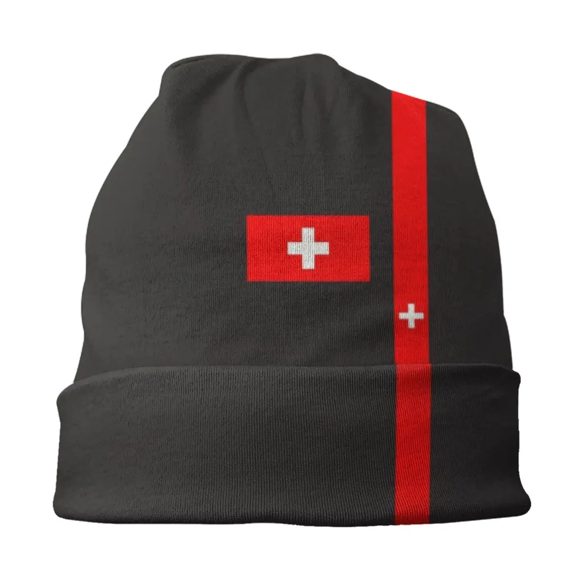 Custom Switzerland Flag Beanie Cap Unisex Winter Warm Bonnet Homme Knit Hat Cool Outdoor Ski Swiss Cross Skullies Beanies Hats