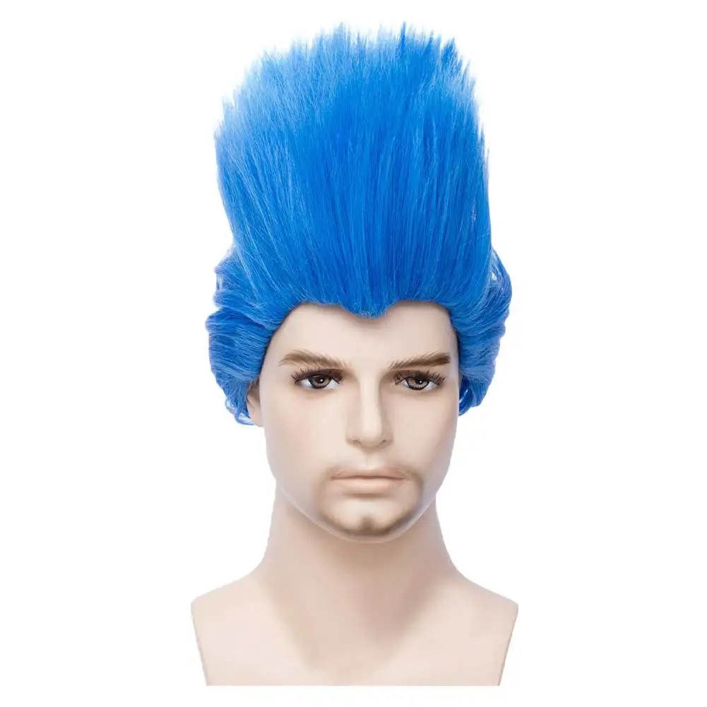 Hades Cosplay Wig Costume Accessories Cartoon Movie Disguise Fantasia Headgear Men Blue Wig Male Halloween Party Suit Props