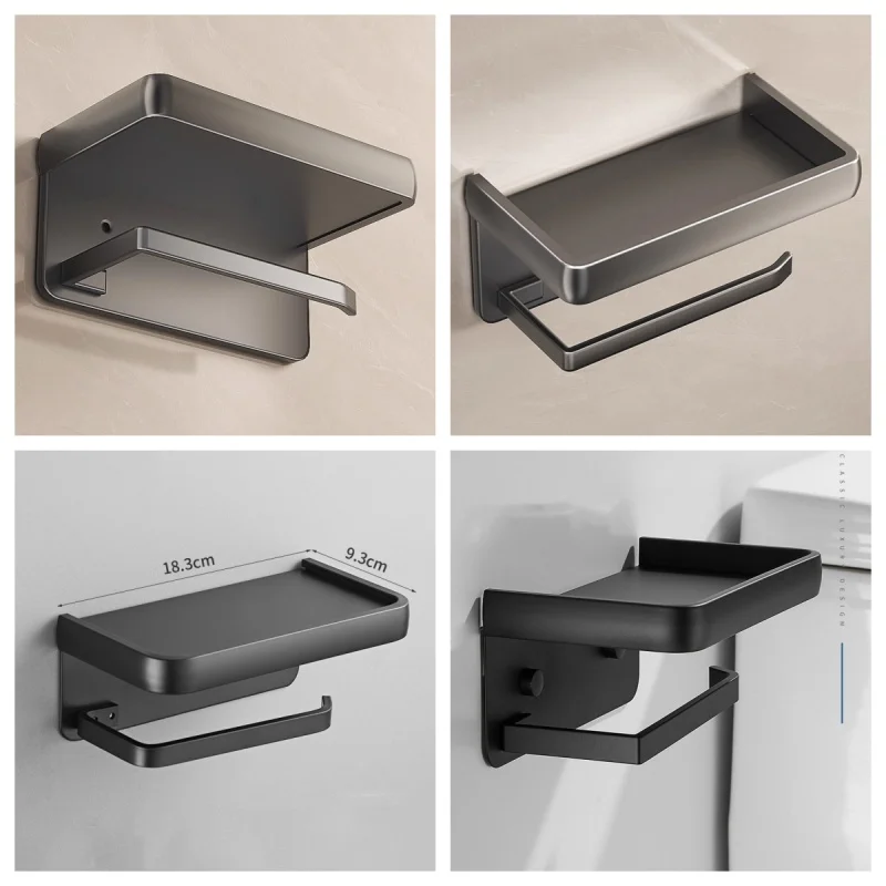 Wall-Mount Toilet Paper Holder with Phone Shelf 6