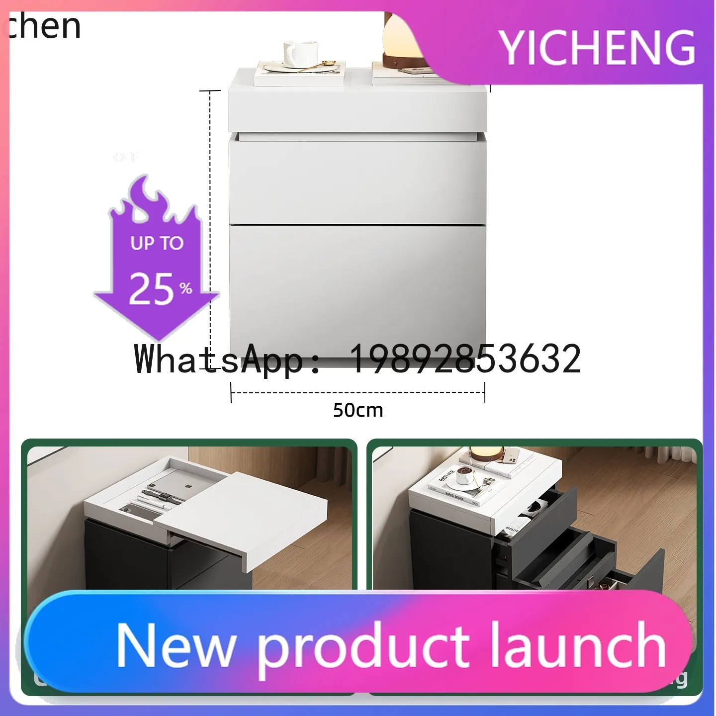 

A3-5 Hidden Compartment Bedside Table Home Simple Safe Integrated Bedside Table Bedroom Multifunctional Storage Cabinet