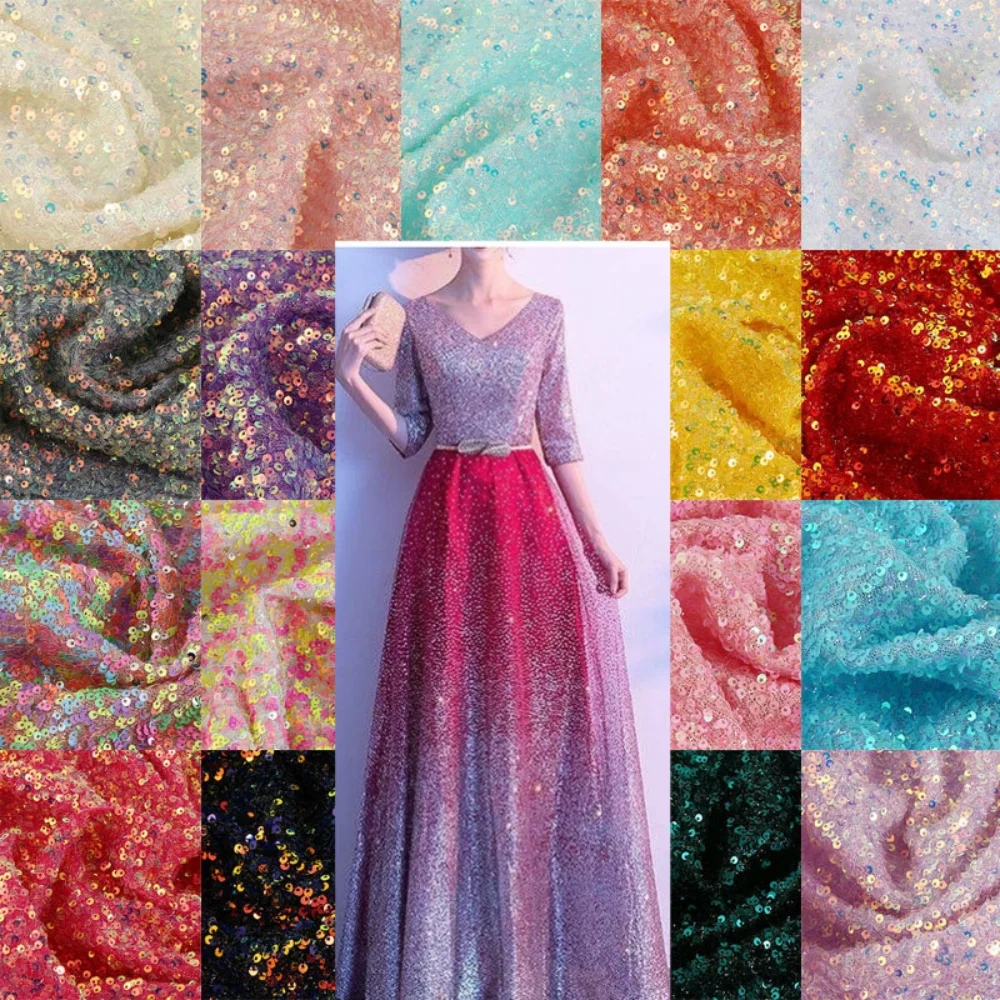 

3mm Sequin Mesh Fabric Wedding Decoration Shooting Background Dress Stage Clothing Material for Diy Sewing Cloth Per Meter