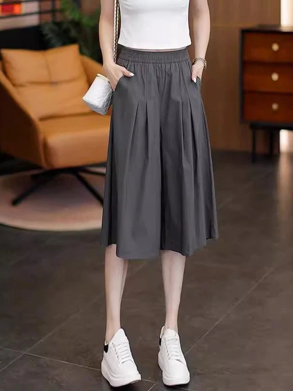 

Summer Fashion Thin Wide Leg Pants Casual Ice Silk Loose Slimming plus Size Sixteen Pants High Waist Comfortable Breathable