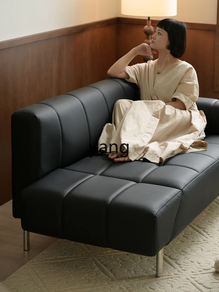 Yjq, Retro Style Simple Living Room Sofa Bed Dual-Use Small Apartment Armrest Rotating Leather Sofa