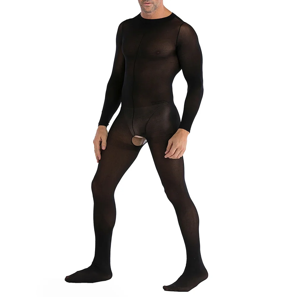 

Sexy Bodysuit For Men Sissy Crotchless Exotic Lingerie Black Mens Sheer Bodysuits Jumpsuit Hollow Out Full Body Stockings Tights