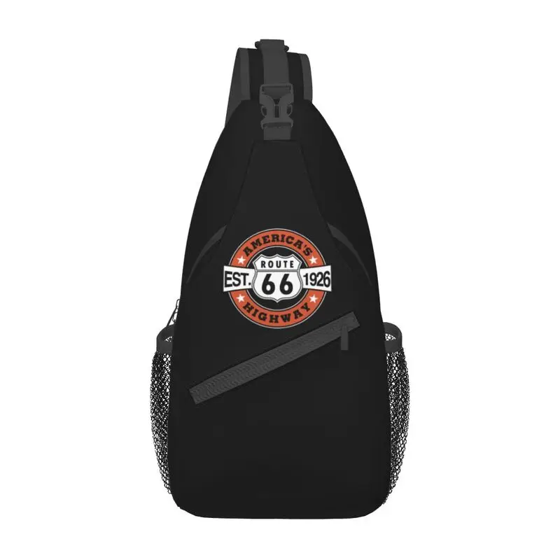 America's Highway Route 66 Sling Chest Bag Customized Shoulder Crossbody Backpack for Men Travel Hiking Daypack